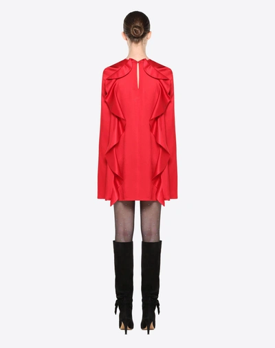 Shop Valentino Hammered Satin Cape Dress Women Red 91% Silk, 9% Elastane 38