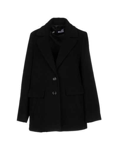 Shop Love Moschino Coat In Black