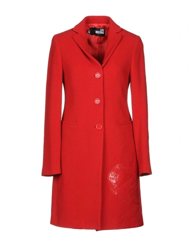 Shop Love Moschino Coat In Red