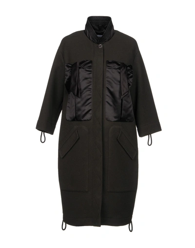 Shop Moschino Coat In Dark Brown