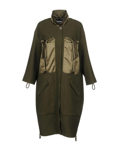 Shop Moschino Coat In Military Green