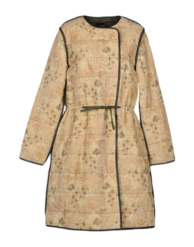 Shop Isabel Marant Woman Coat Sand Size 6 Cotton, Linen, Lambskin In Beige