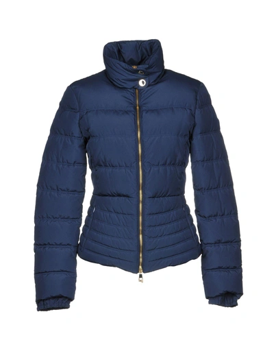 Shop Versace Down Jackets In Dark Blue