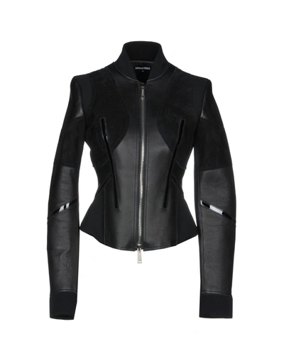 Shop Dsquared2 Leather Jacket In Black