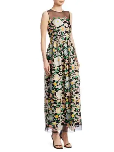 Shop ml Monique Lhuillier Floral Embroidery Cocktail Dress In Peony Garden