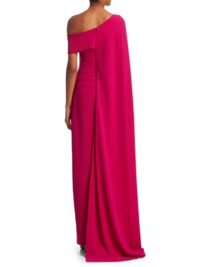 Shop Talbot Runhof Off-the-shoulder Cape Gown In Opera