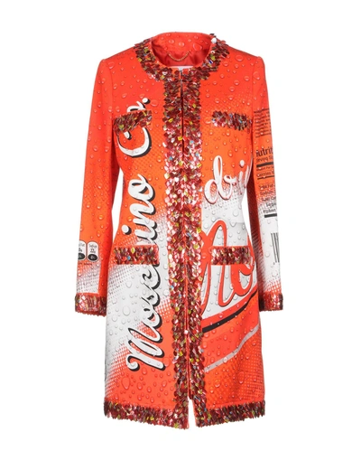 Shop Moschino Overcoats In Red