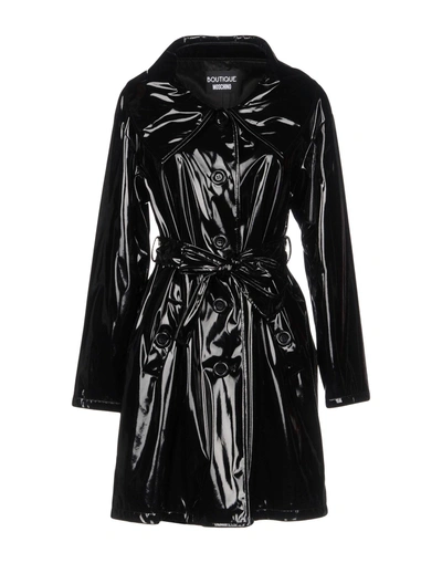 Shop Boutique Moschino Overcoats In Black