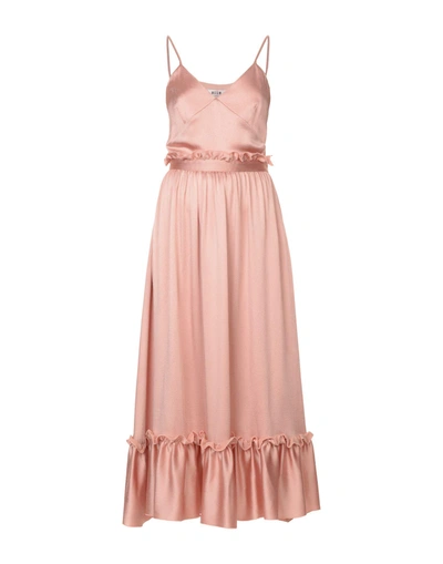 Shop Msgm Long Dresses In Pastel Pink
