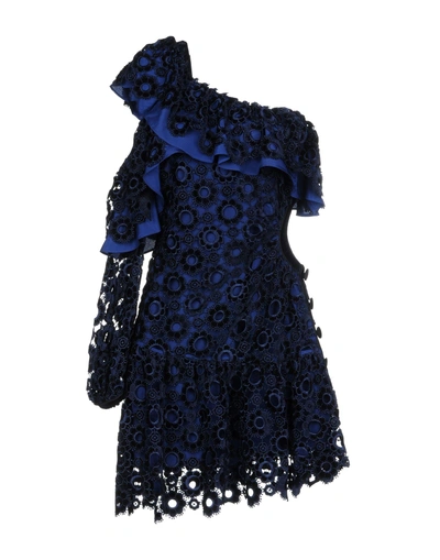 Shop Self-portrait Short Dress In Dark Blue