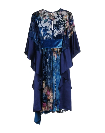 Shop Alberta Ferretti Short Dresses In Dark Blue