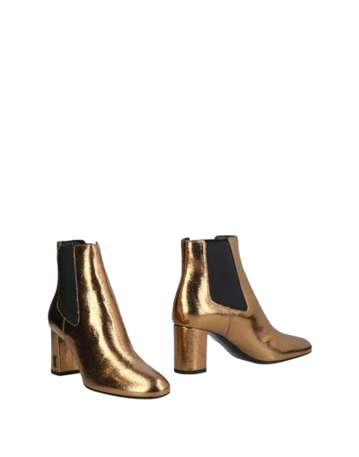 Shop Saint Laurent Ankle Boot In Bronze