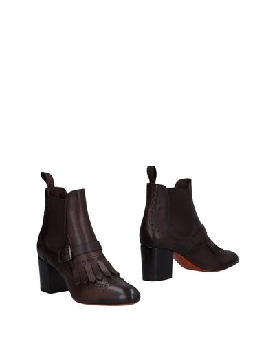 Shop Santoni Ankle Boots In Dark Brown