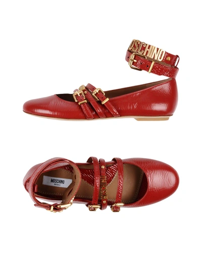 Shop Moschino Ballet Flats In Red