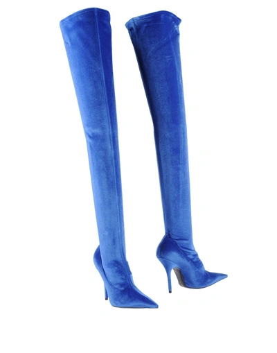Shop Balenciaga Knee Boots In Blue