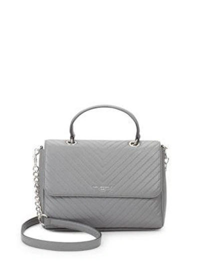 Shop Karl Lagerfeld Women's Quilted Leather Satchel In Smoke Grey