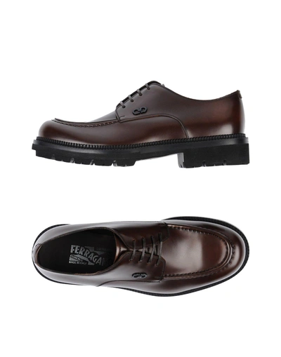 Shop Ferragamo Lace-up Shoes In Dark Brown