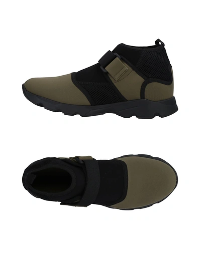 Shop Marni Man Sneakers Military Green Size 8 Textile Fibers