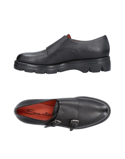 Shop Santoni Woman Loafers Black Size 5 Leather