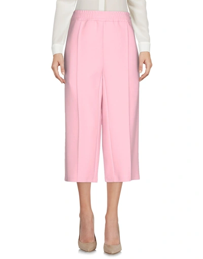Shop Msgm Cropped Pants & Culottes In Pink