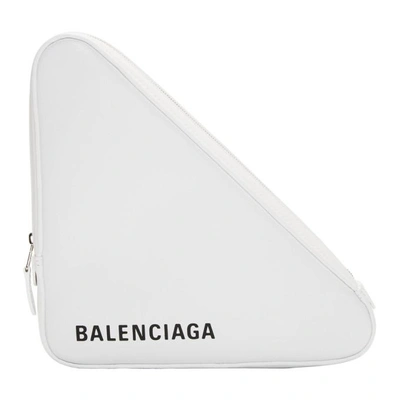 Shop Balenciaga White Medium Triangle Pouch
