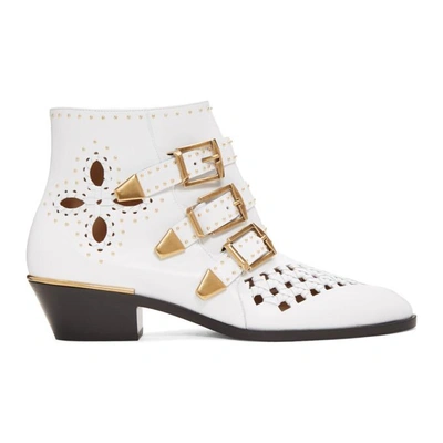 Shop Chloé White Nappa Susanna Boots