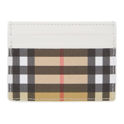 Shop Burberry White And Beige Sandon Card Holder In Chalk White
