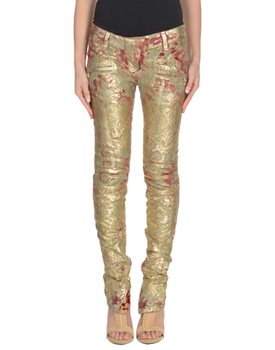 Shop Balmain Casual Pants In Gold