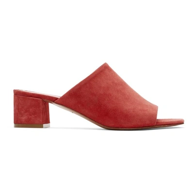 Shop Mansur Gavriel Red Suede Mules In Flamma