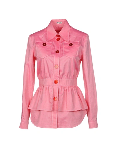 Shop Miu Miu Solid Color Shirts & Blouses In Pink