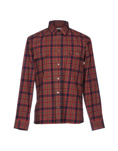 Shop Msgm Checked Shirt In Blue