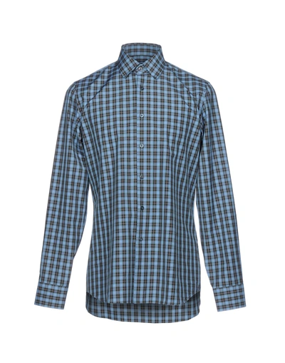 Shop Prada Checked Shirt In Azure