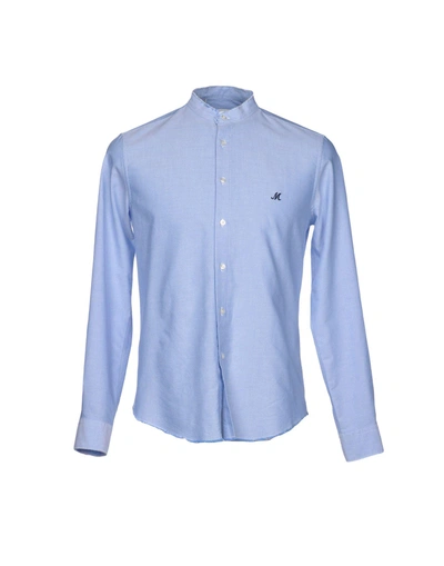 Shop Msgm Solid Color Shirt In Sky Blue