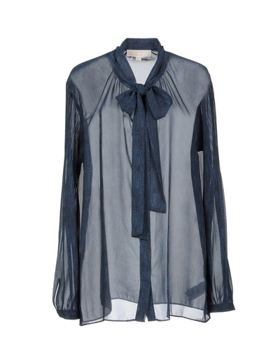 Shop Michael Michael Kors Shirts & Blouses With Bow In Dark Blue