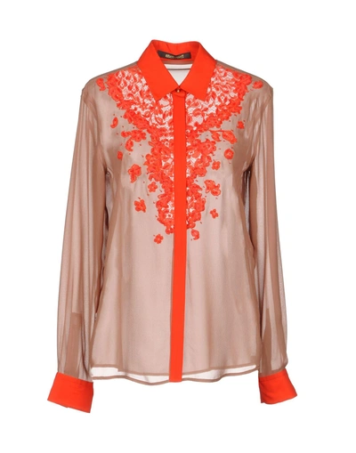 Shop Roberto Cavalli Lace Shirts & Blouses In Light Brown