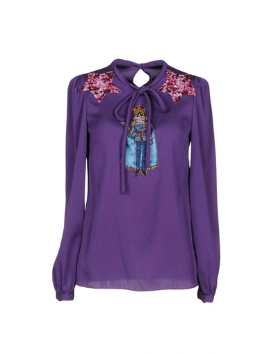 Shop Dolce & Gabbana Woman Top Purple Size 4 Silk, Elastane