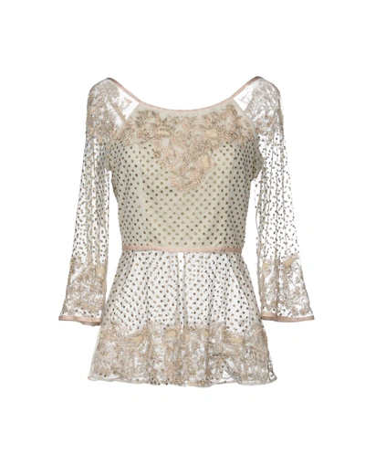 Shop Etro Woman Top Beige Size 4 Nylon