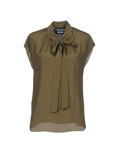 Shop Boutique Moschino Blouse In Military Green