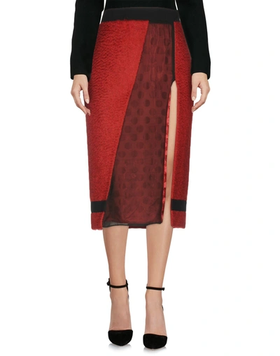 Shop Emanuel Ungaro Midi Skirts In Brick Red