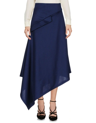 Shop Jw Anderson Woman Midi Skirt Midnight Blue Size 6 Polyester