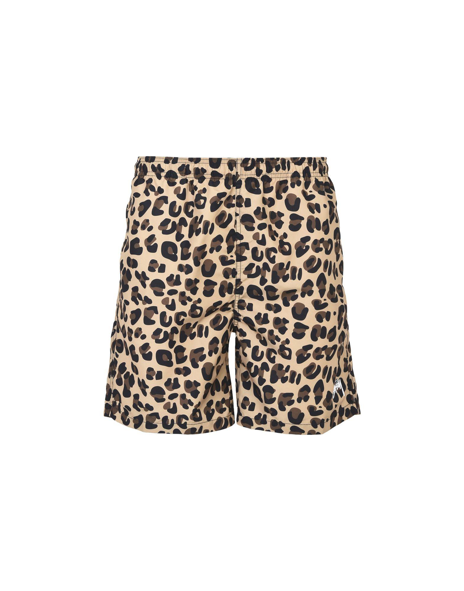 stussy leopard swim shorts