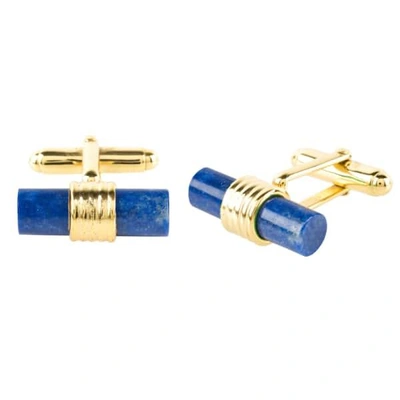 Shop Latelita London Cylindrical Cufflink Gold Lapis Lazuli
