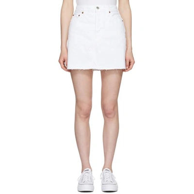 Shop Re/done White High Waisted Denim Miniskirt