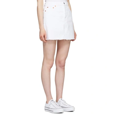 Shop Re/done White High Waisted Denim Miniskirt