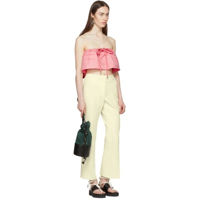 Shop Carven Off-white Crepe Cropped Flared Trousers In 138 Vanilla