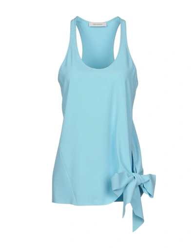 Shop Cedric Charlier Top In Sky Blue