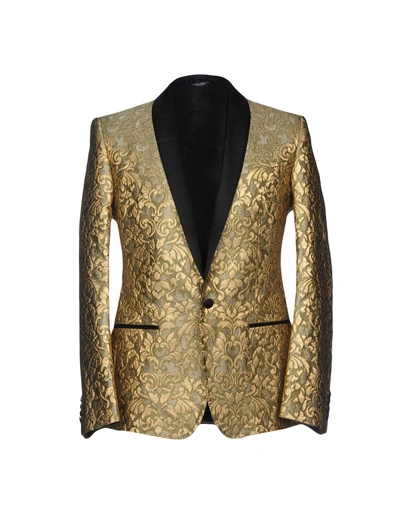 Shop Dolce & Gabbana Man Blazer Platinum Size 34 Polyester, Silk, Lurex, Polyamide In Grey