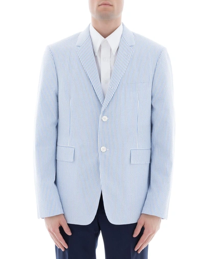 Shop Thom Browne Light Blue Cotton Jacket