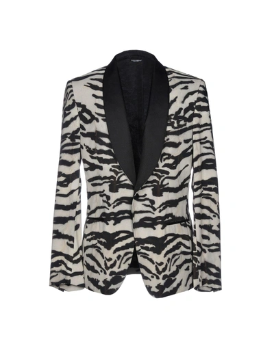 Shop Dolce & Gabbana Man Blazer Light Grey Size 42 Silk, Elastane, Polyester