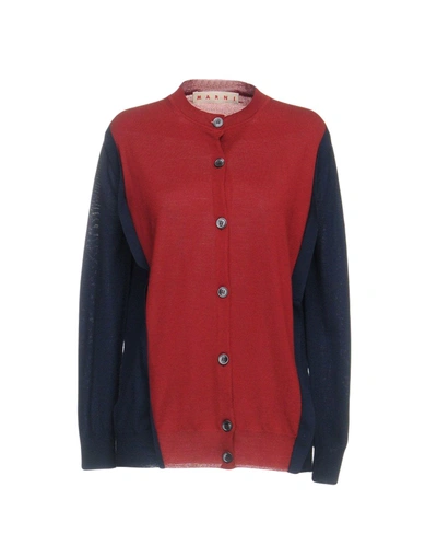 Shop Marni Cardigan In Brick Red